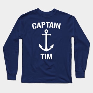 Nautical Captain Tim Personalized Boat Anchor Long Sleeve T-Shirt